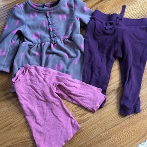 Fleece, long sleeve T and ankle pants